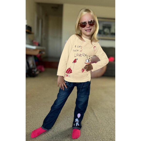 Toddler Girl Clothes Baby Girl Long Sleeve Top + Jeans Pants with Pockets 2 Piec - Picture 4 of 5